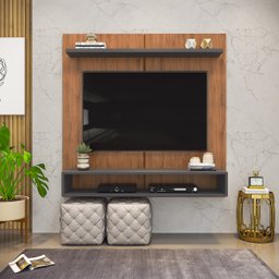 Painel para Tv até 50 Polegadas 1 Prateleira Théo Dj Móveis Freijó/cinza Urbano - 1