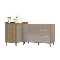 Cozinha de Canto Pequena 2 Peças com Aéreo Balcão Canto e Balcão para Pia Mel Luciane Móveis - 3