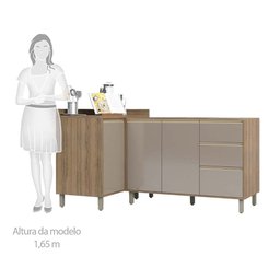 Cozinha de Canto Pequena 2 Peças com Aéreo Balcão Canto e Balcão para Pia Mel Luciane Móveis - 5