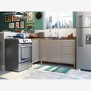 Ver imagem 1 de Cozinha de Canto Pequena 2 Peças com Aéreo Balcão Canto e Balcão para Pia Mel Luciane Móveis