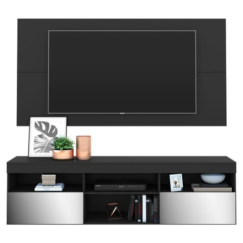 Rack Suspenso com Espelho e Painel para TV até 65" Multimóveis Flórida FG3322 Preto