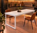 Ver imagem 2 de Mesa de Jantar Reforçada Industrial 200x60cm Tampo Branco Pés Branco