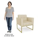 Ver imagem 7 de Sofá Namoradeira e 1 Poltrona Base Industrial Dourado Ana Veludo Luxo Off White - Ibiza