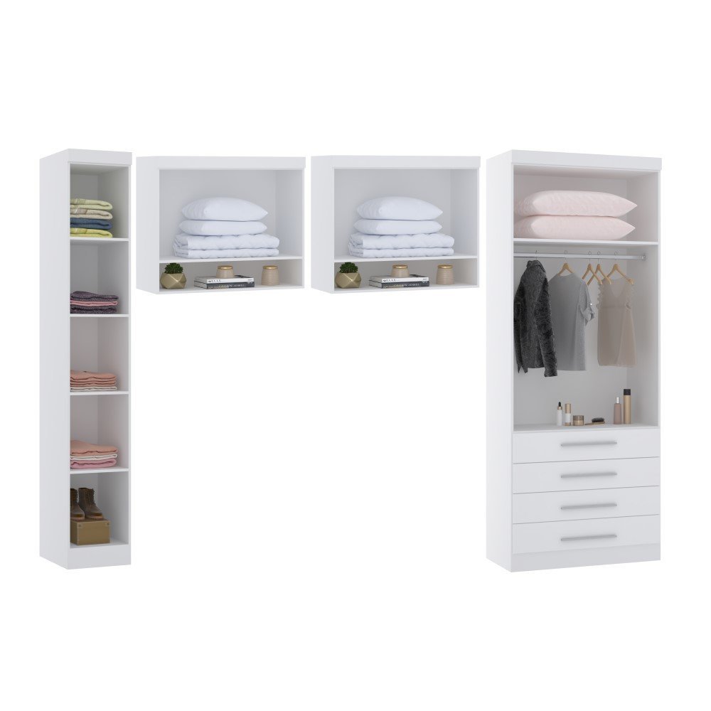 Guarda Roupa Dormitório Modulado Alpes Solteiro - Roupeiro Luciane M03:Branco - 2