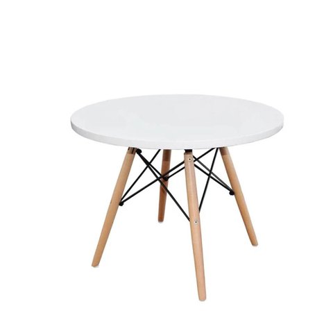 Mesa Infantil Eiffel com Aramado Branca com Base de Madeira Casa Aberta Brasil