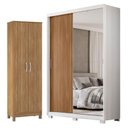 Ver imagem 1 de Guarda Roupa Casal Riva Branco Amêndola Touch Flex com Espelho e Pés e Sapateira Multiuso Golden Amê