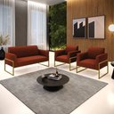 Ver imagem 2 de Namoradeira e 2 Poltronas Industrial Alta Dourado Marisa Bouclê Terra D03 - D’Rossi