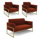 Ver imagem 1 de Namoradeira e 2 Poltronas Industrial Alta Dourado Marisa Bouclê Terra D03 - D’Rossi