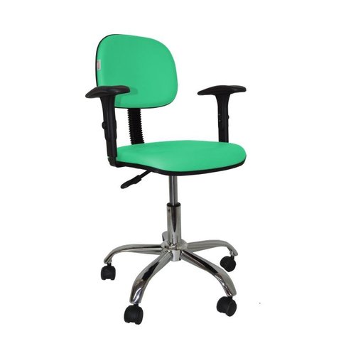 Cadeira Secretaria Bolt CR com Braco Regulavel - Couro Sintetico Corano - Turquesa