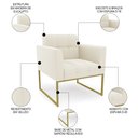 Ver imagem 3 de Poltrona Base Industrial Dourado Kit 2 Ana Veludo Bege - Ibiza