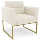 Ver mais imagens de Poltrona Base Industrial Dourado Kit 2 Ana Veludo Bege - Ibiza