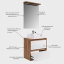 Ver imagem 6 de Gabinete para Banheiro Dubai 1 Porta 1 Gaveta MDF 60cm Freijo com Branco com Cuba e Espelho On