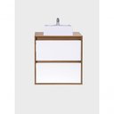 Ver imagem 4 de Gabinete para Banheiro Dubai 1 Porta 1 Gaveta MDF 60cm Freijo com Branco com Cuba e Espelho On