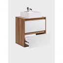 Ver imagem 2 de Gabinete para Banheiro Dubai 1 Porta 1 Gaveta MDF 60cm Freijo com Branco com Cuba e Espelho On