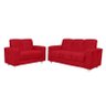 Conjunto Sofá Roma 3 e 2 Lugares em Tecido Sued Animalle - Vermelho - 1