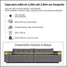 Capa para Sofá Retrátil e Reclinável em Gorgurão - Veste Sofás de 2,36M até 2,65M - Grafite - 3