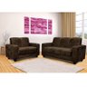 Conjunto Sofá Roma 3 e 2 Lugares em Tecido Sued Animalle - Marron - 2