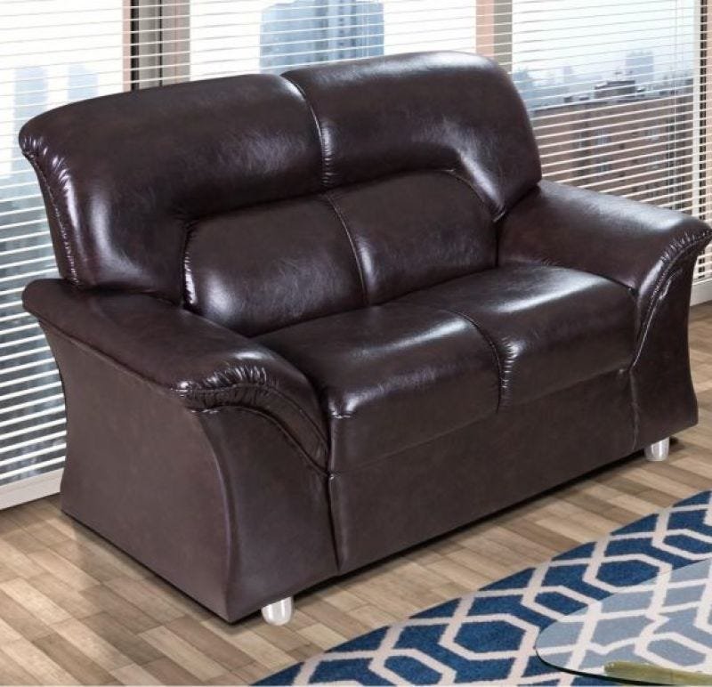 Sofá Hellen Turquia 2 Lugares Revestido em Corano Pu Café MadeiraMadeira