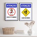 Ver imagem 1 de Kit 2 Quadros Placas Cristãs - Atenção 24x18cm:madeira Branca