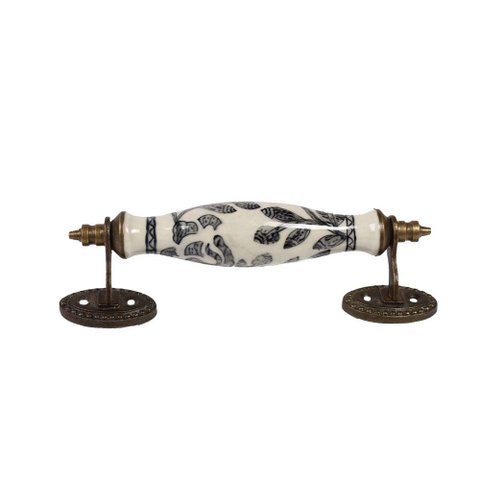Puxador Decorativo Moveis Gaveta Alça Vintage Cerâmica 18 X 5 Cm