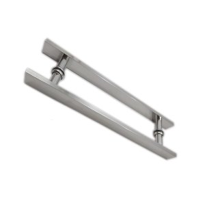 Puxador H duplo 40x30cm reto barra chata para porta de vidro e portão - Cromado