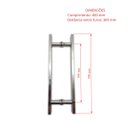 Ver imagem 3 de Puxador H duplo 40x30cm reto barra chata para porta de vidro e portão - Cromado