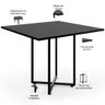 Mesa de Jantar Rivera Preto 90cm com 04 Cadeiras Industrial Évora F01 Bouclê Cinza - Lyam Lyam Decor - 6