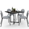 Mesa de Jantar Rivera Preto 90cm com 04 Cadeiras Industrial Évora F01 Bouclê Cinza - Lyam Lyam Decor - 1