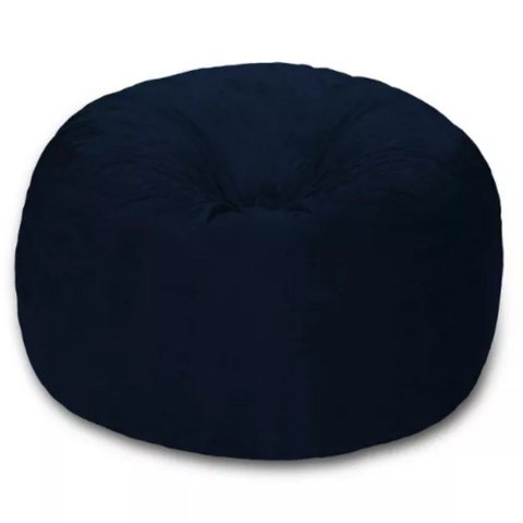 Puff Redondo 80x20 em Suede Azul Marinho com Enchimento