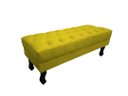 Ver imagem 1 de Recamier Baú Luis Xv Capitonê Retrô 120 cm Couro Amarelo Mz Decor