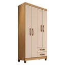 Ver imagem 2 de Guarda Roupa Solteiro Modena com 4 Portas e Armário Multiuso Egito Carvalho Americano Off White – In