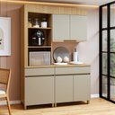 Ver imagem 1 de Cozinha Completa Modulada 3 Peças 5 Portas 2 Gavetas Torre Angular 100% MDF Realeza Premium Bege/Carvalho/Greige