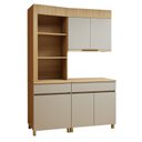 Ver imagem 2 de Cozinha Completa Modulada 3 Peças 5 Portas 2 Gavetas Torre Angular 100% MDF Realeza Premium Bege/Carvalho/Greige