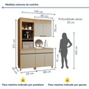 Ver imagem 3 de Cozinha Completa Modulada 3 Peças 5 Portas 2 Gavetas Torre Angular 100% MDF Realeza Premium Bege/Carvalho/Greige