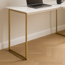 Ver imagem 3 de Mesa para Computador Escritório Industrial Home Office em Mdp Max 90x150cm - Branco/dourado