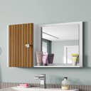 Ver imagem 4 de Armario Espelheira 1 Porta 57 Cm Genova Branco Ripado Bechara