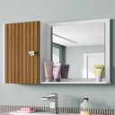 Ver imagem 2 de Armario Espelheira 1 Porta 57 Cm Genova Branco Ripado Bechara