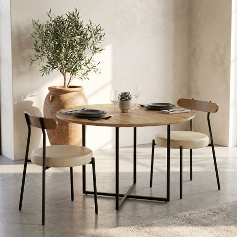 Cadeira Sala de Jantar Kit 2 Lizzie Base Tubular Preto Encosto Castanho PU D03 - D'Rossi