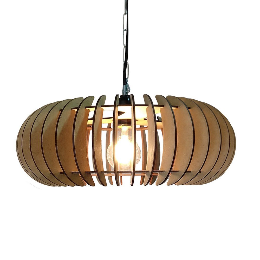 Lustre Luminária Pendente de Madeira MDF Mod. Sophia GD Reto - 1