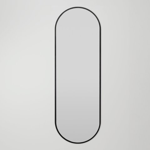 Espelho Oval Shay  Grande 150cm x 50cm Minimalista com Moldura em Madeira Preto   Casavee