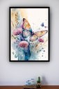 Ver imagem 1 de Quadro Decorativo Borboleta Flores Aquarela - 70x50cm:moldura Branca