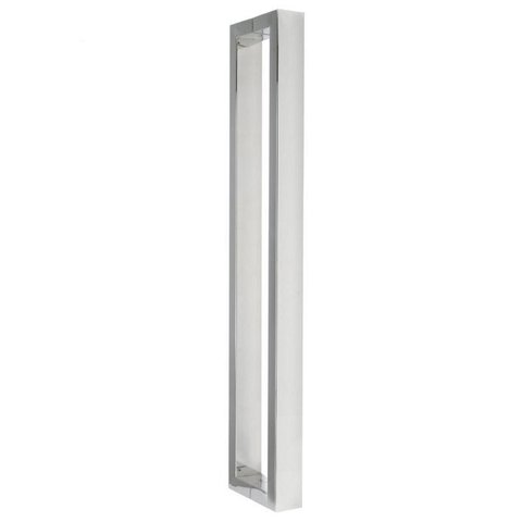 Puxador inox para porta madeira e vidro retangular barra chata 40cm H07