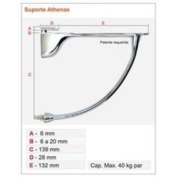 Suporte Athenas para Prateleira de Vidro ou Madeira - Par - 2