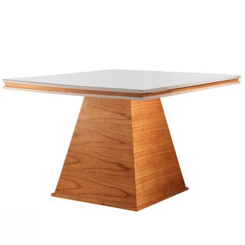 Mesa de Jantar Quadrada Base Pirâmide - Premium-1,50 x 1,50 metros - Requinte Salas