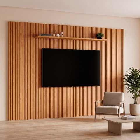 Painel para TV Lyon 362 cm com 3 Módulos de Expansão 250 cm de Altura sem LED Naturalle Mavaular