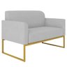 Poltrona Namoradeira 2 Lugares Dourada S10 Suede Cinza - 1