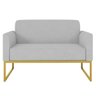 Poltrona Namoradeira 2 Lugares Dourada S10 Suede Cinza - 2
