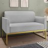 Poltrona Namoradeira 2 Lugares Dourada S10 Suede Cinza - 6