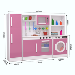 Kit Cozinha Infantil com Geladeira e Máquina de Lavar 100% Mdf - 3
