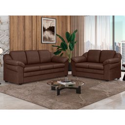 Sofás 2 e 3 Lugares 157cm | 207cm Áurea Courino Marrom - Sallar Home - 2